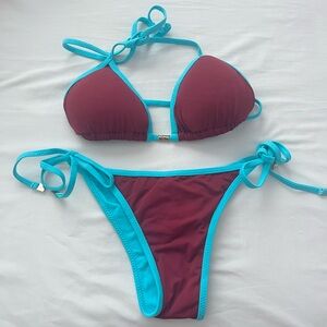 Santa Mónica Burgundy and Teal Bikini Set